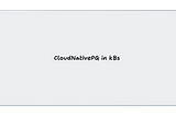 [Part 1] CloudNativePG in k8s — Introduction and basic installation