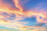 sunset, with pink and orange clouds