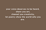 your voice deserves to be heard short poem