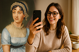 A modern influencer and Jane Austen share the same quiet pursuit: to be seen, understood, and remembered.