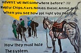 Painting “Kontrabanda” by HANS HEINER BUHR, 2024 with packhorses and mountain men in the Caucasus