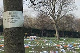 The litter scattered across Hyde Park in Leeds this week