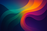 Colorful abstract waves of blue, green, orange, and magenta flow across a dark background, creating a sense of depth, motion, and contrast in a smooth, layered digital composition.