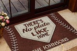 TOP Personalized custom name baseball there’s no plate like home doormat