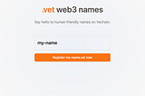 vet.domains — Friendly Names for Vechain