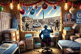 Bohiney News — A dramatic scene set in a war-torn area of Yemen on Christmas morning. The WHO Chief is depicted in a war zone, coordinating human — Satire and Alan Nafzger
