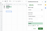 How to add conditional formatting in one cell in a spreadsheet based on a value of another cell in…