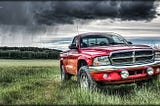 Dodge Ram in a thunderstorm.