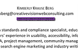 Screen shot of the Professional CV for Kim Krause Berg introduction description about her skills.