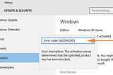 Error code 0xc004c003