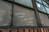 Each day that I wake I give thanks — written on a window