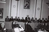 David Ben-Gurion delivers the Israeli Declaration of Independence speech.