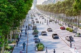 A beautiful suggestion showing how Paris’ Champs Élysées could look in the future — with pedestrians, cyclists, and a full avenue of trees