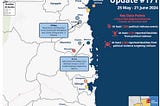 Figure 01: This map shows the locations of political-military violence recorded in the Mozambican province of Cabo Delgado between May 25 and June 21, 2024. Some incidents were not included in this report due to delays in accessing information. (Zitamar, 2024).