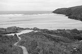 A cliff-surrounded beach