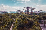 Marina Bay Park in Singapore, a green and futuristic environment.