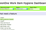 A VersionOne Work Item Hygiene Dashboard