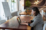 Woman working remotely