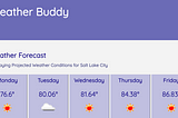 screenshot of weather app showing the weather forecast for the week.