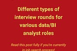 Interview process for data related job roles