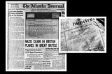 Screenshots of the Atlanta Journal front page from Dec. 18, 1939 and the fictional New York Inquirer from Citizen Kane.