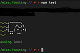 A terminal window with a Nyan Cat version of passing tests