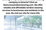 Window Cleaning Company Ontario | Raincrosswindowcleaning.com