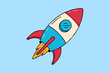 cartoon rocket ship blasting off, symbolizing success as an entrepreneur