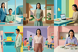 A collage of the common types of Asian women