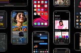 iPhone screens on Dark Mode