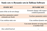 Static set vs Dynamic set in Tableau Desktop