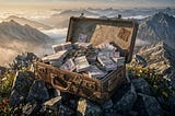 “a suitcase full of Canadian Money, mountaintop, beautiful disharmony, repaired, sporadic symmetry in nature, deep textures, hyperdetailed extravagant masterpiece, 50mm lens, ray tracing, shadow depth, 16k”, AI, AI Art, NightCafe