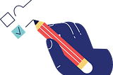 vector illustration of hand holding a pencil completing a checklist