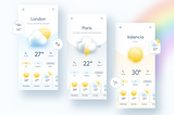 Weather app UI screens