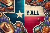 An AI image of Texas with the Word Y’ALL