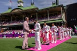 From Espncricinfo, Glen McGrath greets the Indian team at Adelaide. Copyright Icon Sportswire