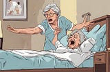 Image showing an agitated old lady