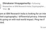 Off-campus Project Assistantship at IBM Research, India