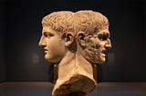 A marble Roman sculpture of the two-faced god Janus.