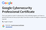 Best Beginner Level Cyber Security Certification from ‘GOOGLE’