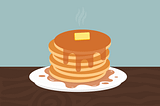 An illustration of a stack on pancakes on a table