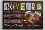 46th Anniversary Letter Art with Photo Canvas Print