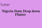 Adding Nigeria State and City Dropdown to your Flutter App