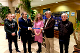 From left to right: István Szanyi, Tamás Csörgő, Georgina Anna Zsóri, Tamás Novák and András Ster at the Researcher’s Night, MATE Károly Róbert Campus, on September 24, 2021