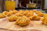 Zucchini fritters on display