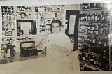 My grandfather, David Schuman, at Champlain Drug Store, Hartford, CT, circa 1940, from the Schuman family photo collection