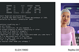 Screenshot with Eliza and Replika next to each other