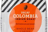 Amazon Fresh Decaf Colombia Whole Bean Coffee, Medium Roast, 12 Ounce