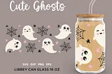 Halloween Glass Can Wrap Svg, Cute Ghost