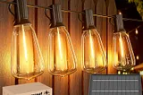 Svater Solar Outdoor String Lights 100FT, ST38 Patio Lights with 52pcs Shatterproof Dimmable Vintage Edison Bulbs - Solar Powered Weatherproof Light for Patio, Backyard, Garden, Bistro, Warm White